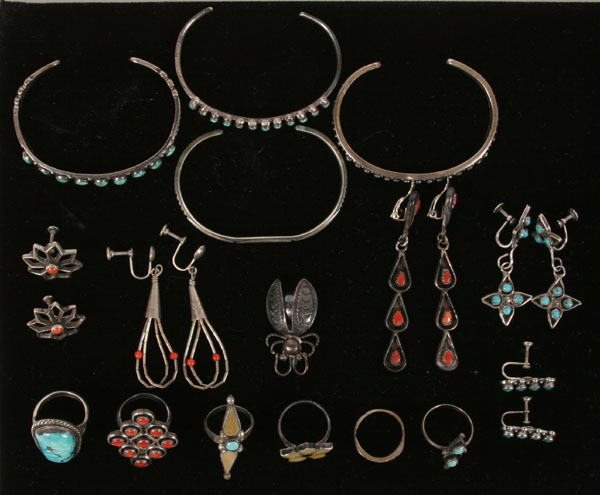 Appraisal: Lot of pieces vintage Native American sterling turquoise and coral