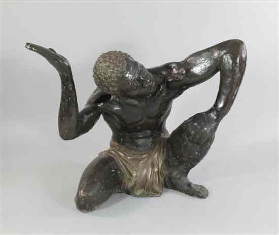 Appraisal: A large modern bronze kneeling nubian unsigned ins Estimate -