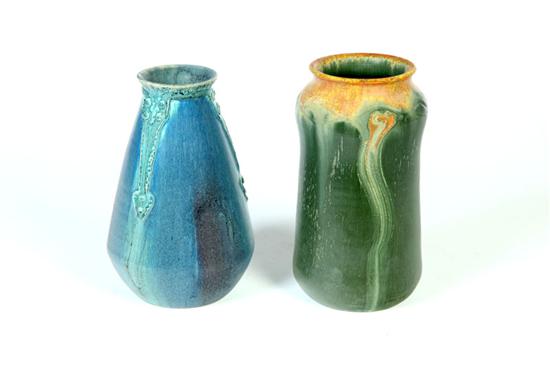 Appraisal: TWO EPHRAIM VASES Wisconsin st century Blue marked ''Laura Klein''