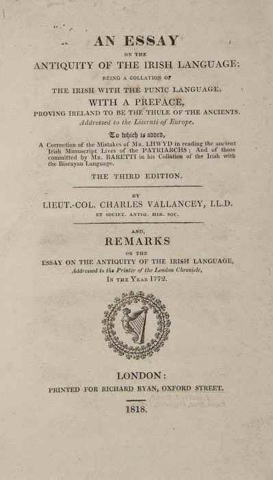 Appraisal: Vallancey Charles An Essay on the Antiquity of the Irish