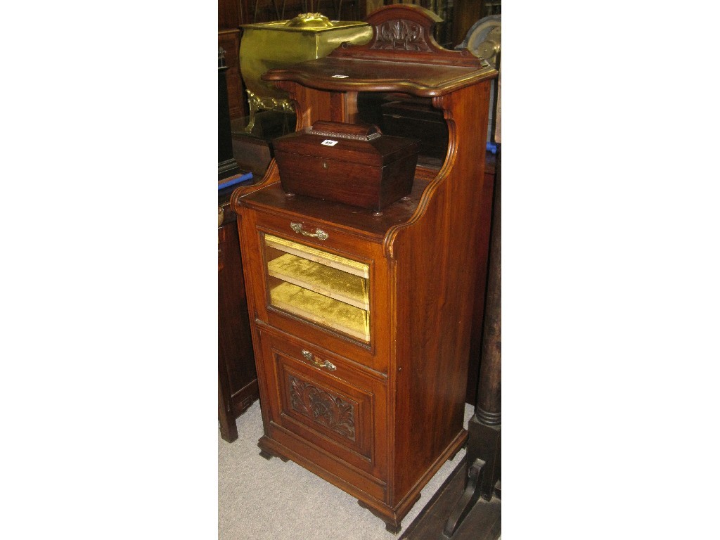 Appraisal: Edwardian mahogany mirrorback music cabinet