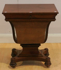 Appraisal: A Victorian work table in mahogany with a hinged top