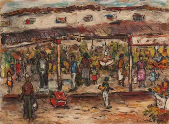 Appraisal: Edward Rosenfeld American - Open Air Market oil on canvas