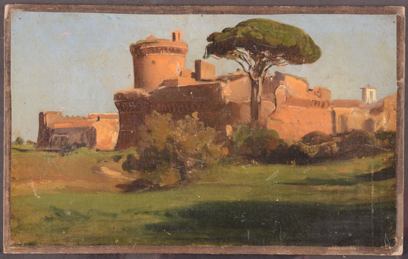 Appraisal: CONTINENTAL SCHOOL VIEW OF A CASTLE Oil on canvas laid