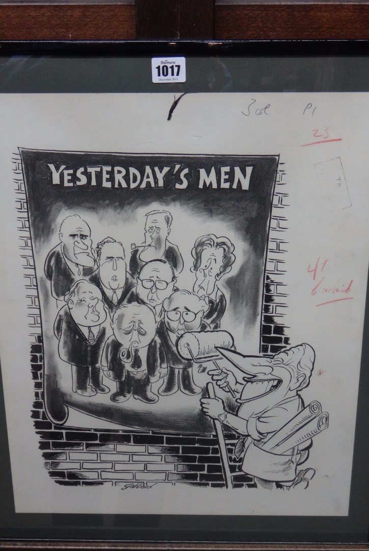 Appraisal: Gibbard th century Yesterday's Men original cartoon signed cm x