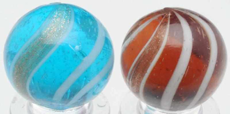 Appraisal: Lot of Color Glass Banded Lutz Marbles Lot includes one