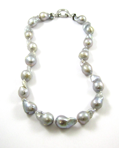 Appraisal: PRINCESS LENGTH BAROQUE GREY PEARL NECKLACE measuring - inches in