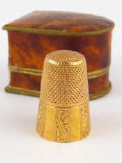 Appraisal: A French hallmarked carat gold thimble approx cm gms