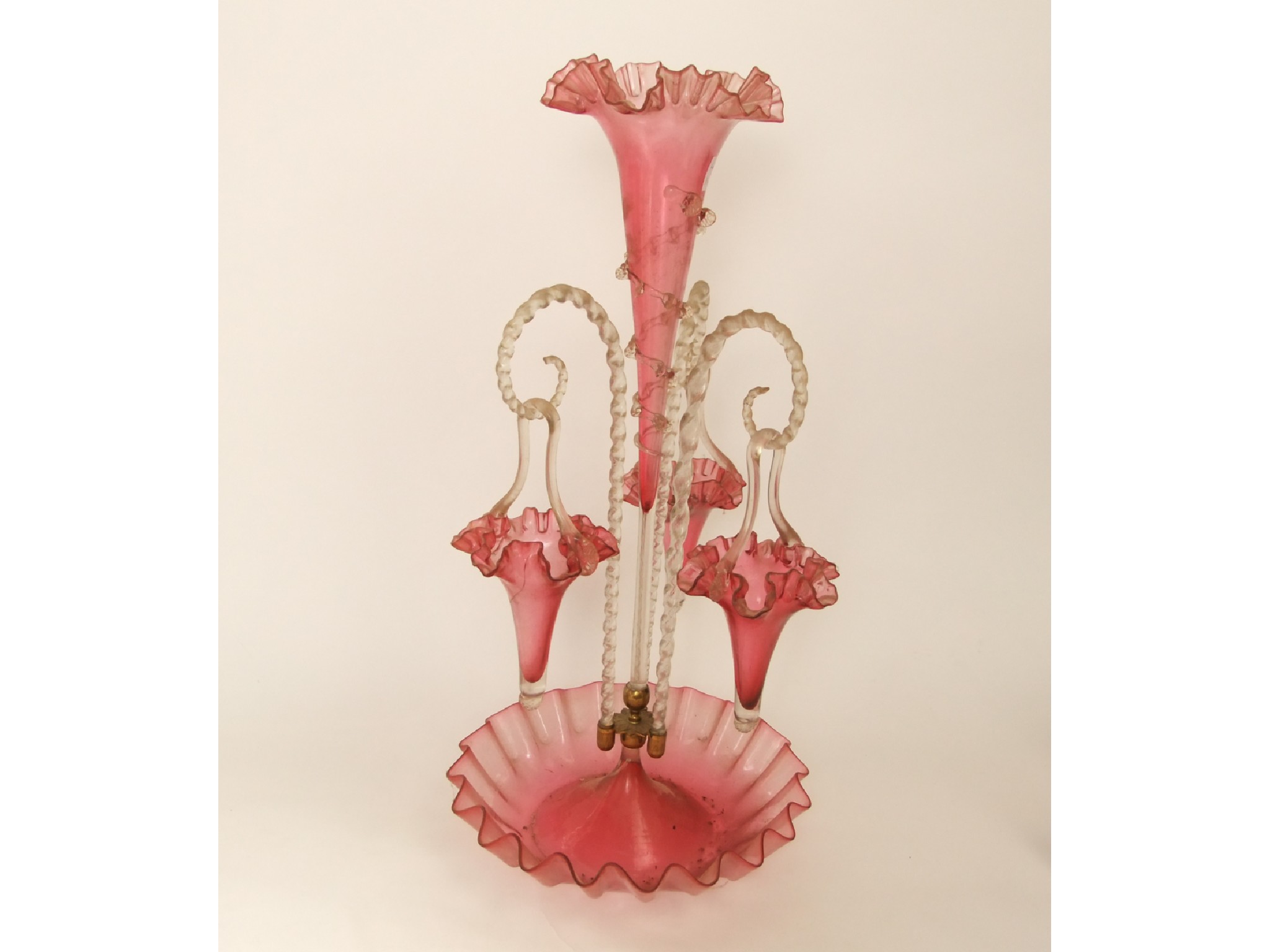 Appraisal: A good quality Victorian Cranberry glass Epergne the central bowl