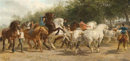 Appraisal: THOMAS SMYTHE - THE HORSE FAIR AFTER ROSA BONHEUR Signed