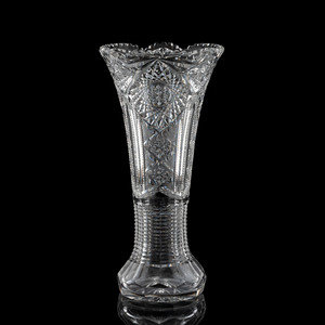 Appraisal: A Brilliant-Period Cut Glass Trumpet Vase Height inches Property from