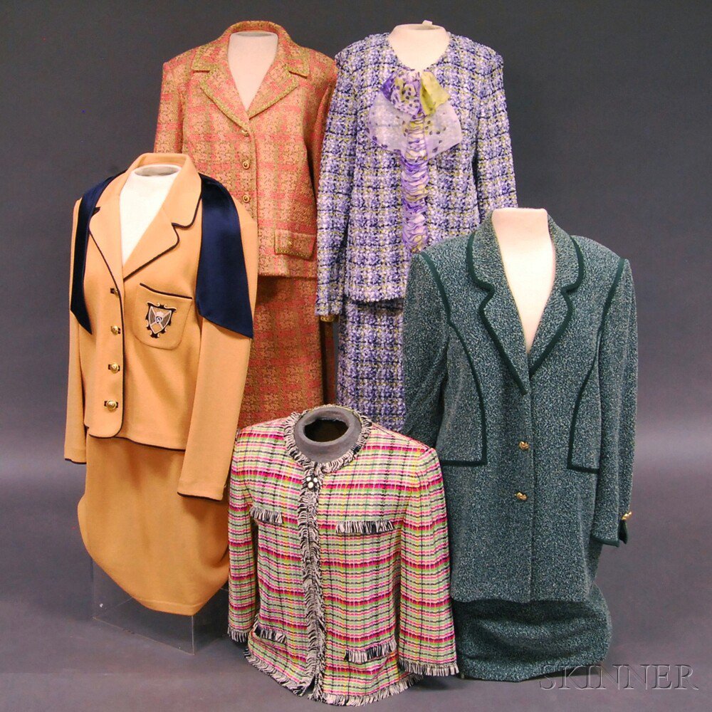 Appraisal: Five St John Knit Wool Lady's Suits sizes - Estimate