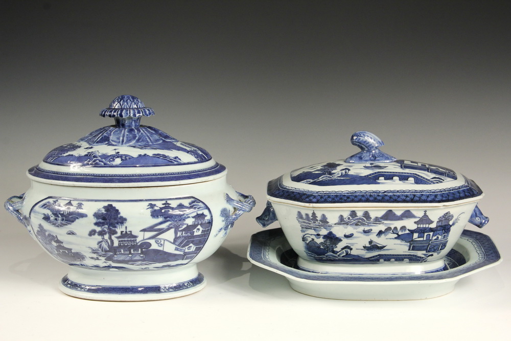 Appraisal: CHINESE EXPORT SERVING PIECES - th c Canton Porcelain in