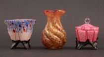 Appraisal: A Trio of Blown Glass Pieces Lot includes one vase