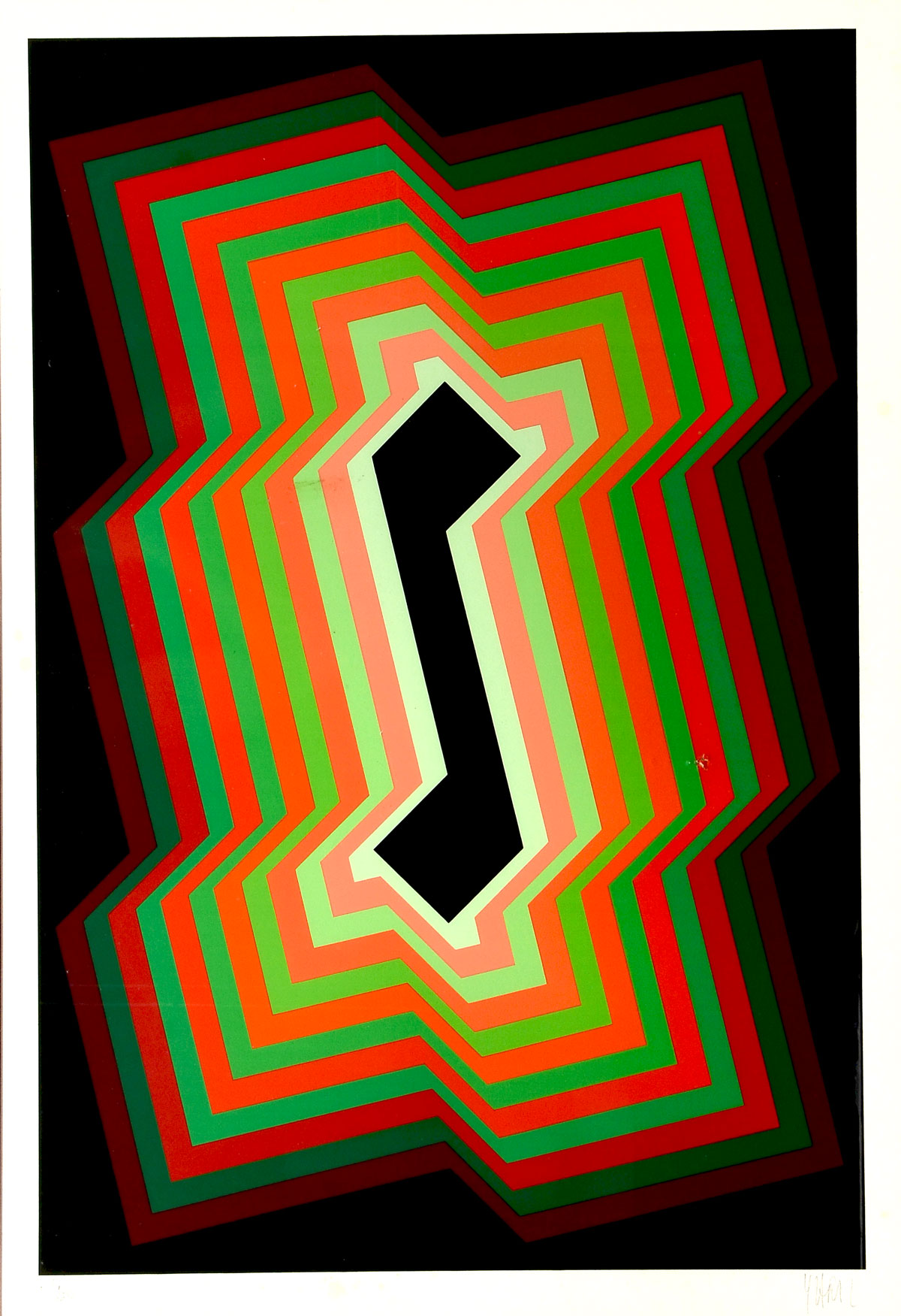 Appraisal: YVARAL Jean-Pierre French - Geometric Op Art Serigraph Composition sight