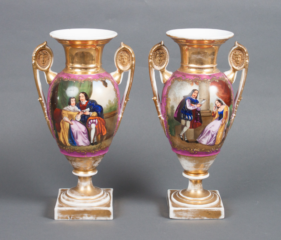 Appraisal: Pair of Porcelain de Paris vases mid- th century paint