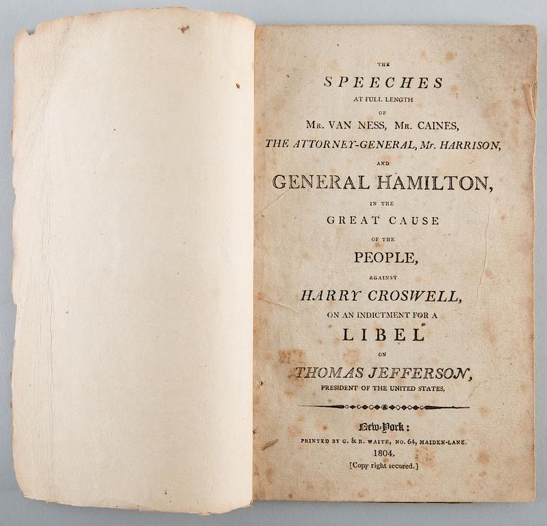 Appraisal: Pamphlet from Jefferson Libel Case The Speeches at Full-Length of