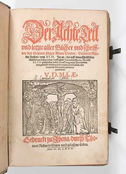 Appraisal: Martin Luther Early German Printing of Martin Luther's Works Luther