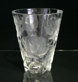 Appraisal: A Lalique vase decorated with frosted glass roses incised to