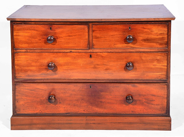 Appraisal: A TH CENTURY AND LATER MAHOGANY CHEST OF TWO SHORT