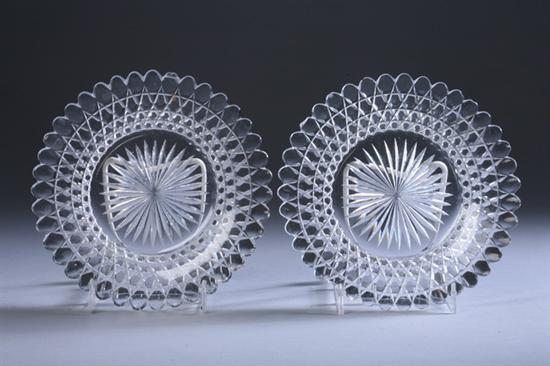 Appraisal: CUT CRYSTAL DESSERT PLATES With petal rim - in diam