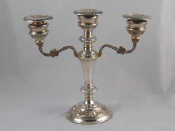 Appraisal: A silver three light candelabrum cm across Birmingham