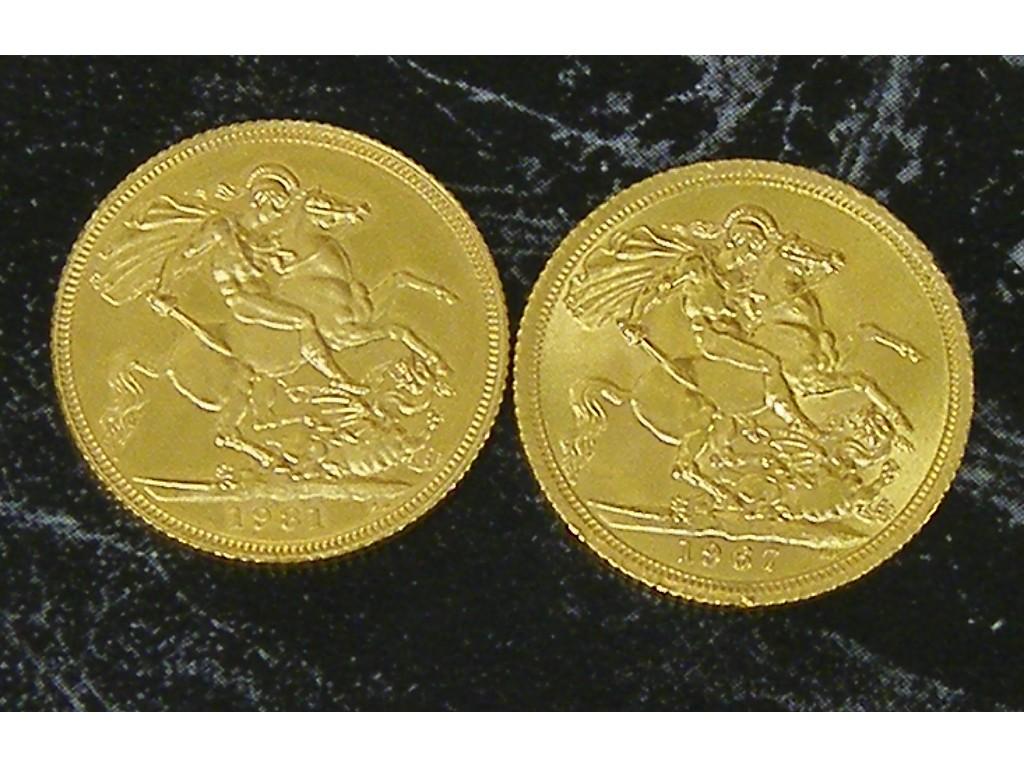 Appraisal: Two sovereign coins and gm each