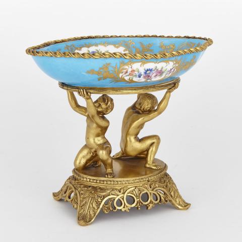 Appraisal: Ormolu Mounted S vres Bleu Celeste Ground Comport th century