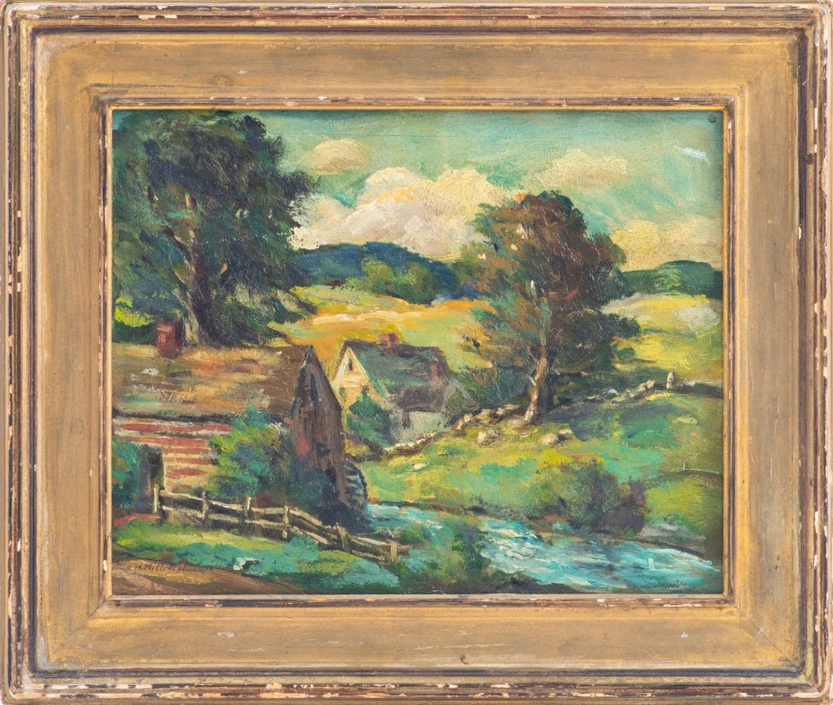 Appraisal: H HILLIARD SMITH COUNTRY LANDSCAPE OIL ON PANEL H Hilliard