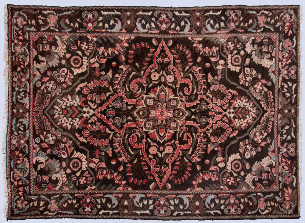 Appraisal: ANTIQUE BAKHTIARI HAND KNOTTED WOOL RUG in shades of brown