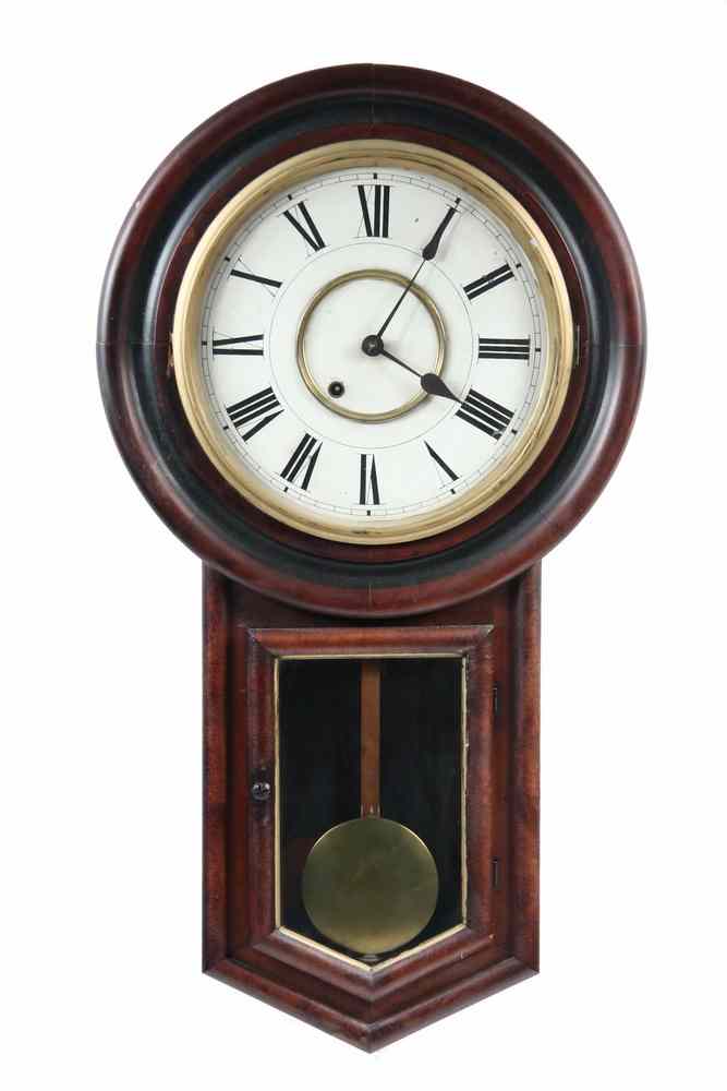 Appraisal: WALL CLOCK - New Haven long drop schoolhouse regulator Eight