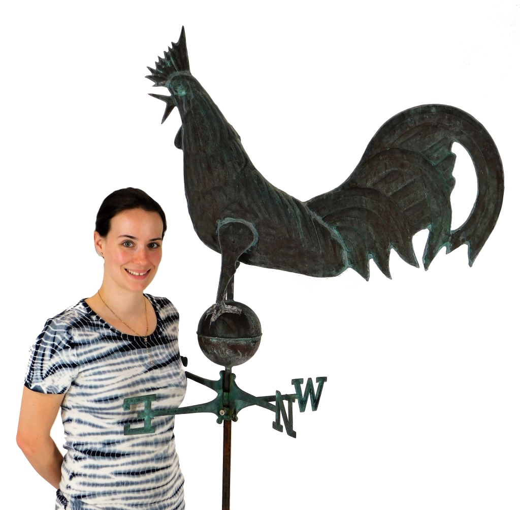 Appraisal: LG AMERICAN FOLK ART COPPER ROOSTER WEATHERVANE United States th