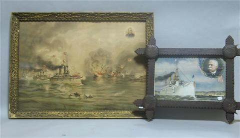 Appraisal: TWO PRINTS OF SHIPS 'The Battle of Manila May st