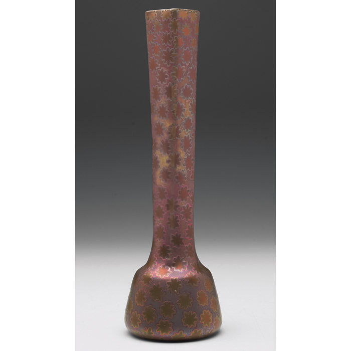 Appraisal: Clement Massier vase unusual shape with a squared neck covered