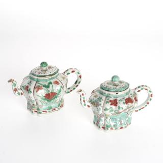 Appraisal: Pair Chinese transitional Ming porcelain teapots Pair Chinese transitional Ming