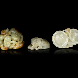 Appraisal: Three Chinese Jade 'Animals and Fruits' Carvings the first a