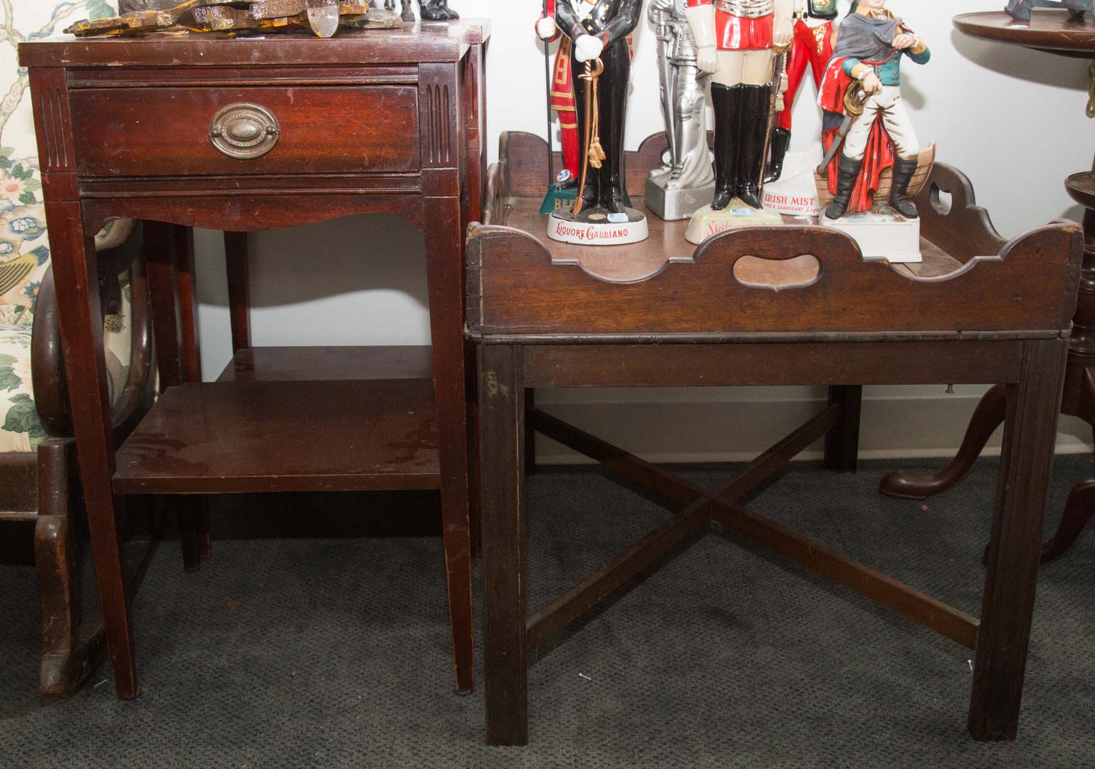 Appraisal: Pair of mahogany nightstands butler's tray