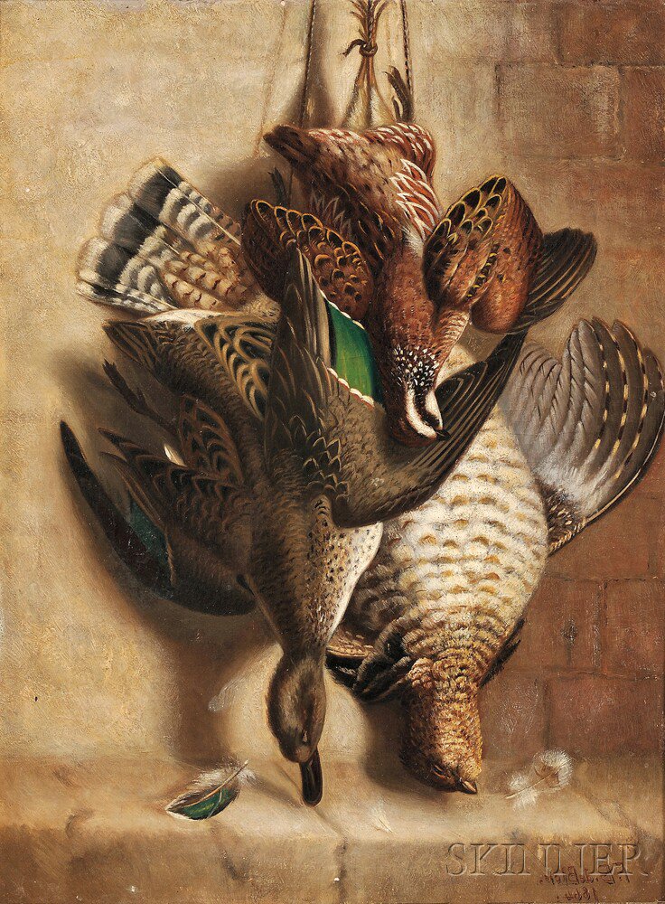 Appraisal: Fran ois B de Blois American - Hanging Game Birds