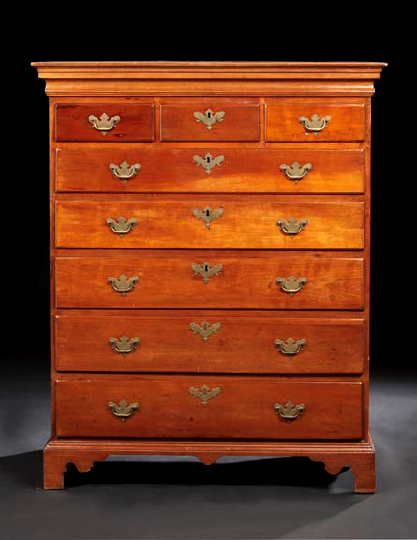 Appraisal: American Colonial Cherrywood Tall Chest in the Chippendale taste third