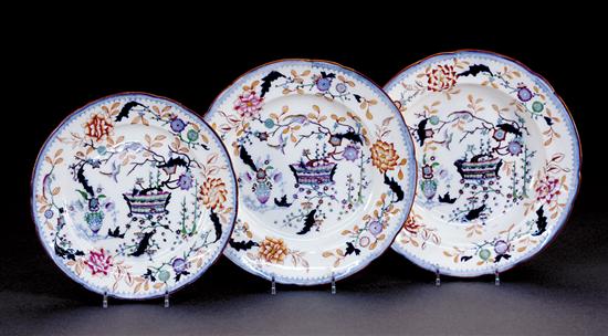 Appraisal: English porcelain soup bowls and plates circa - scalloped rim