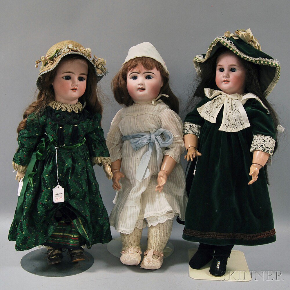 Appraisal: Three Large Bisque Head Dolls France and Germany one marked