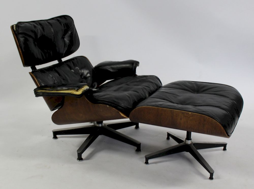 Appraisal: CHARLES EAMES Midcentury Rosewood Lounge Chair and Ottoman h x