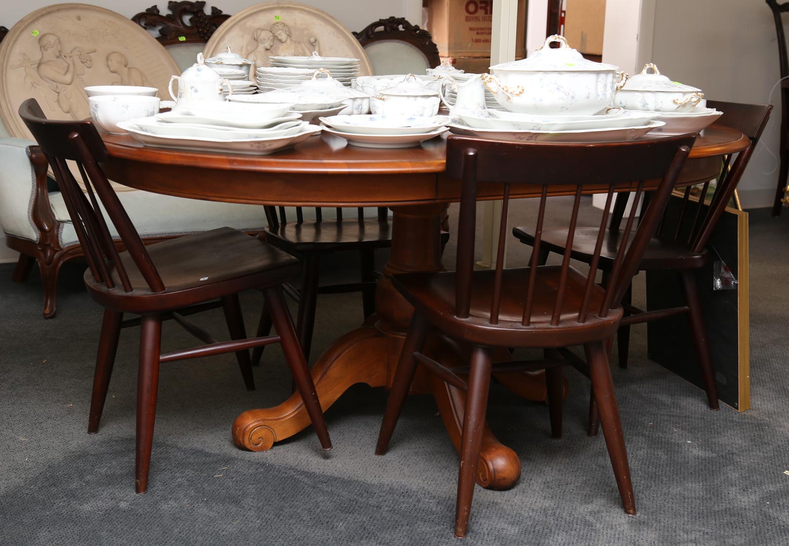 Appraisal: Five pieces of furniture including oval table with leaf and