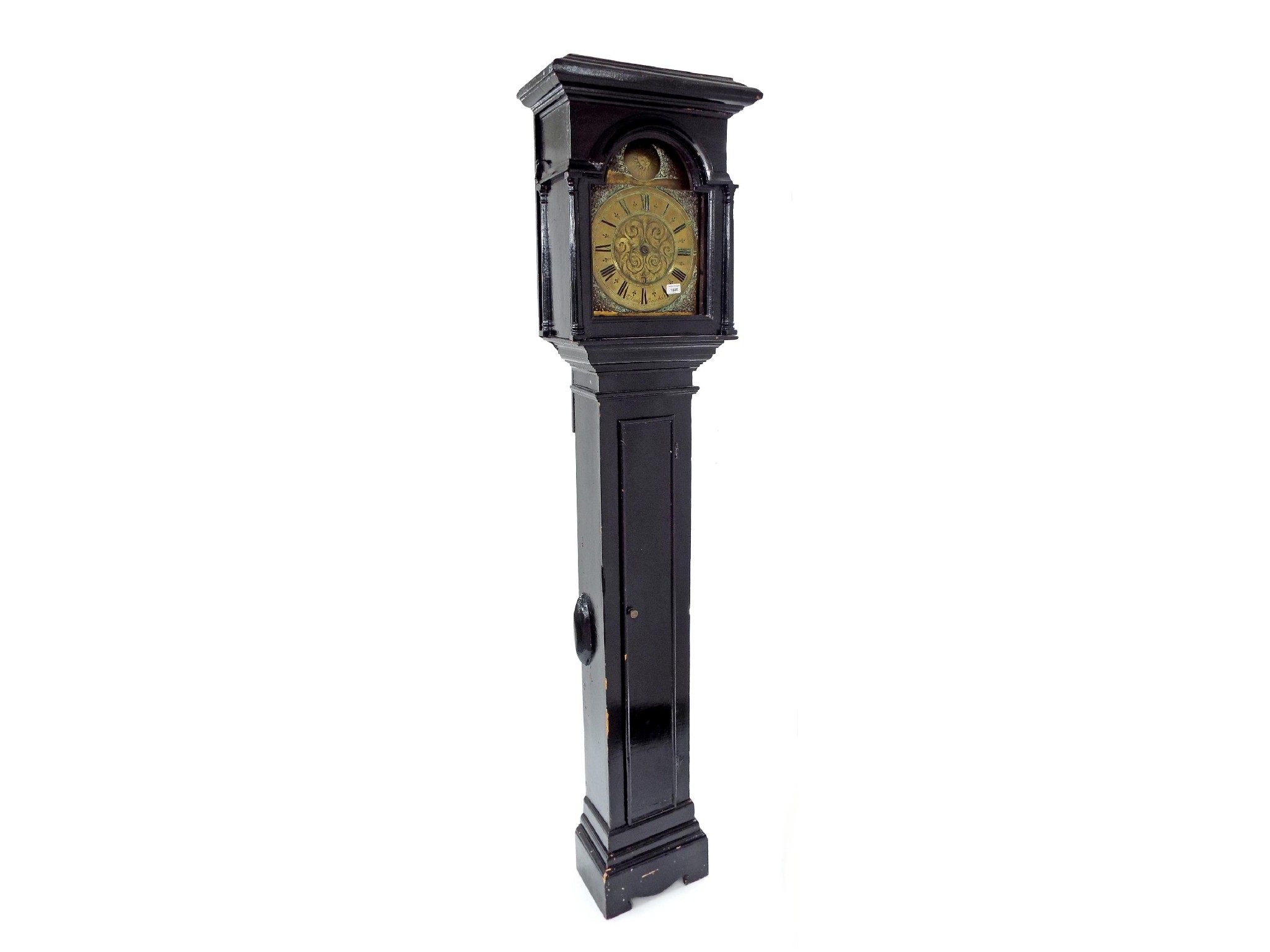 Appraisal: Ebonised thirty hour longcase clock the brass arched dial signed