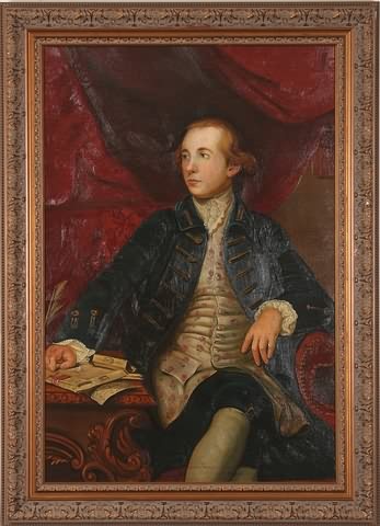 Appraisal: Interior portrait of an th century gentleman sitting with letters