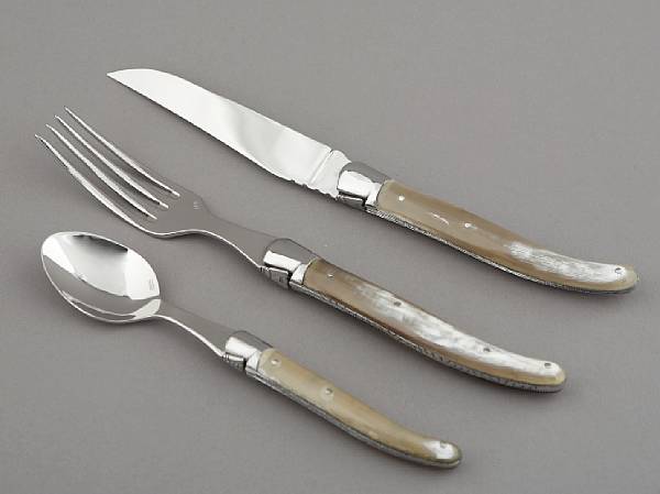 Appraisal: A suite of Laguiole stainless steel and horn table flatware