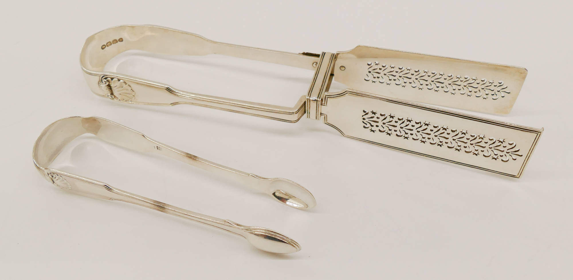 Appraisal: pc Georgian Sterling Serving Tongs Includes Eley Fearn London Asparagus