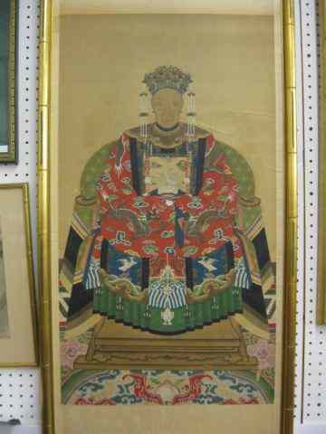 Appraisal: Chinese Ancestral Watercolor of an Emperor fine detail image area