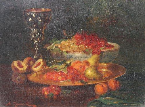 Appraisal: RAUFER-REDTWITZ Anton Austrian - Still Life with Fruit Platter Bowl