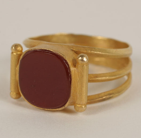 Appraisal: Hand made Art Deco yellow gold ring with bezel set